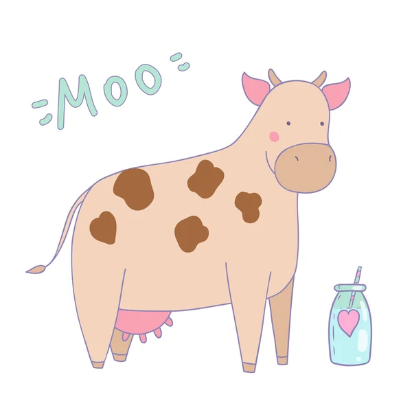 Vacă și lapte — Vector de stoc