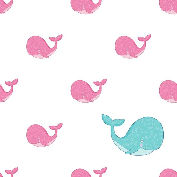 Illustration de motif mignon d'une baleine . — Image vectorielle