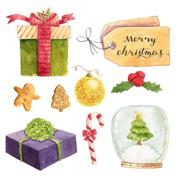 Watercolor christmas illustrations — Stock Photo, Image