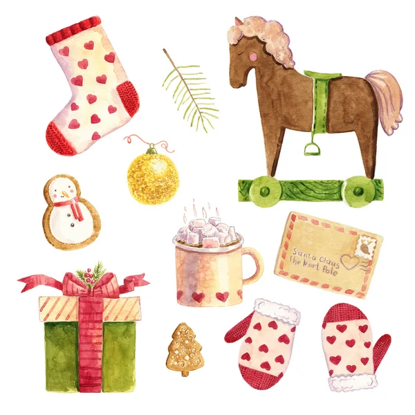 Aquarel christmas-illustraties — Stockfoto