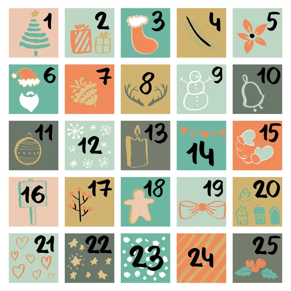 Schattig adventkalender — Stockvector