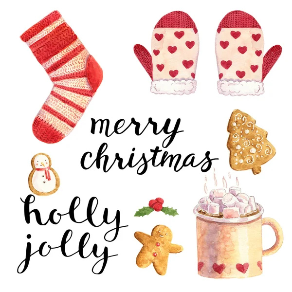 Aquarel christmas-illustraties — Stockfoto