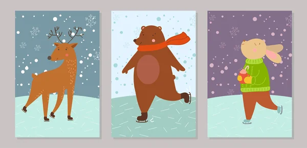 Kellemes karácsonyi ünnepeket és téli beállítása kártya. — Stock Vector
