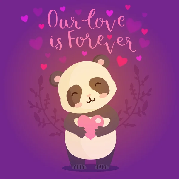 Cute pandas illustration for design greeting card for valentine's day