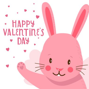 Sevgililer günü tebrik kartı sevimli tavşan ile