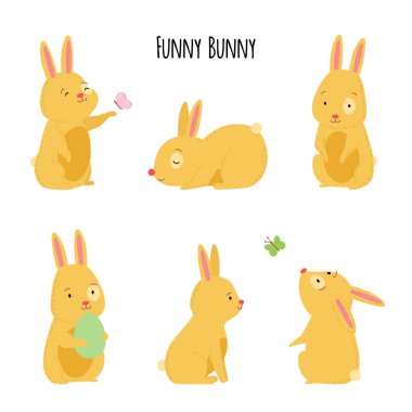 Neşeli tavşan sevimli vektör çizim 