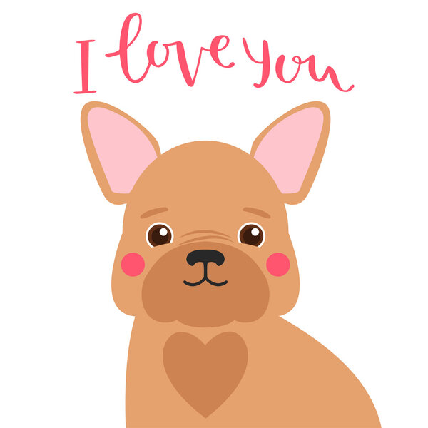 Симпатичная французская карточка Бульдога
