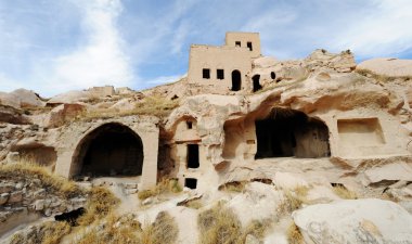 Türk Kapadokya'da antik kentin kalıntıları. Göreme Ulusal par