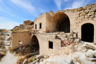 Türk Kapadokya'da antik kentin kalıntıları. Göreme Ulusal par