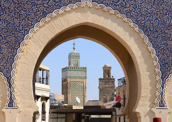 Morocco. Blue Gate Bab Bou Jeloud in Fes — Stock Photo, Image