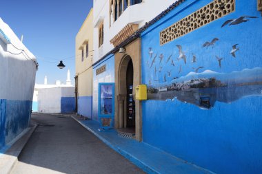 Fas. Kasbah Oudayas Rabat sokak mavi