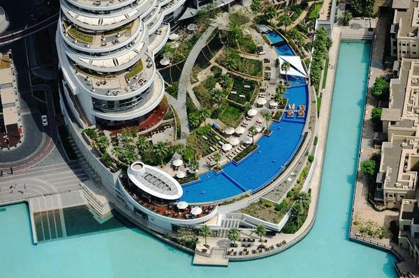 Weergave van Dubai centrum van bovenaf. Het hotel adres — Stockfoto