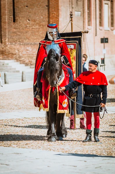 Medieval knight on horseback — Stock Photo, Image