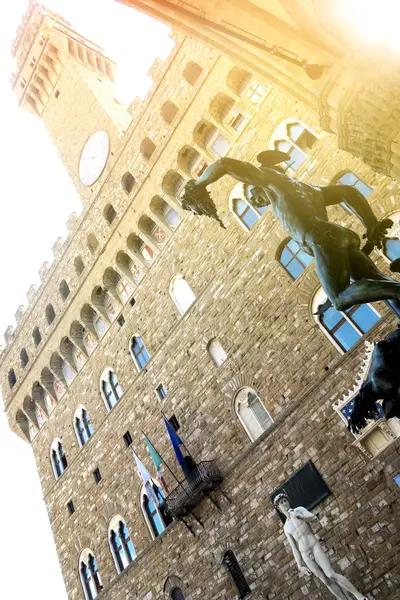 Piazza della Signoria Floransa, Perseus ve David heykeli — Stok fotoğraf