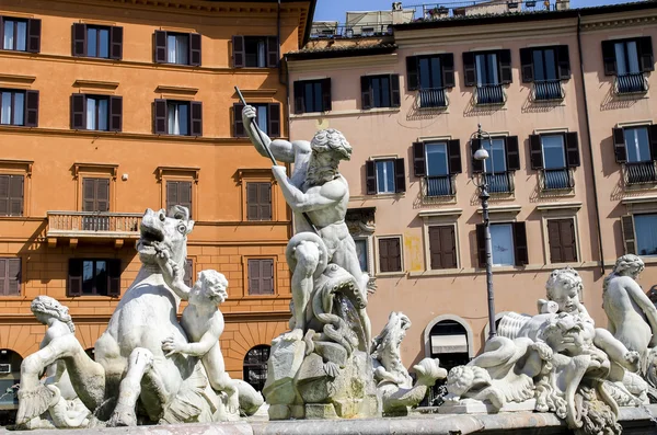 Neptune, Piazza Navona in Rome Italië — Stockfoto