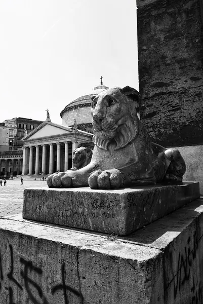 Piazza Plebiscito aslan heykeli — Stok fotoğraf