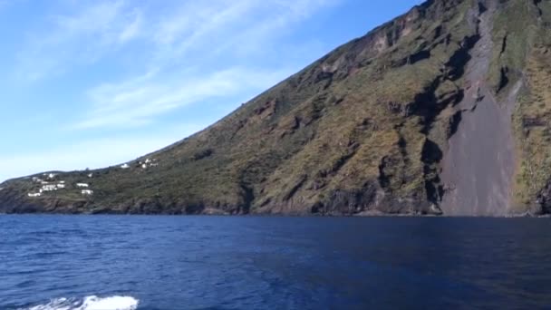 Volcán de Stromboli a Eolias isla, Sicilia, Italia, — Vídeos de Stock