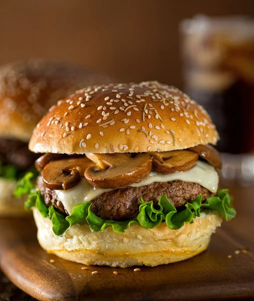 Mushroom swiss Hamburger — Stockfoto