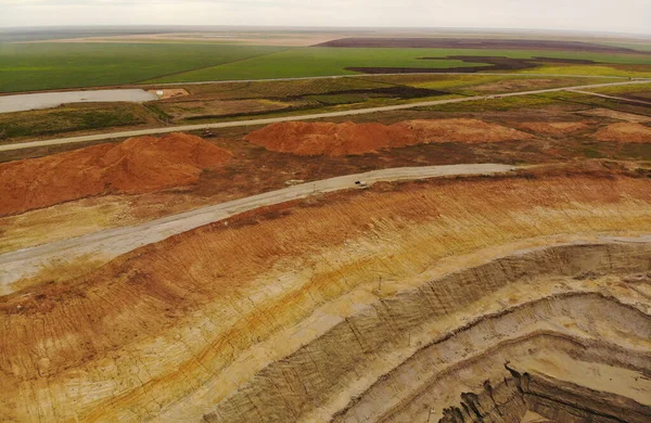 open pit for mining bauxite or ore aerial view