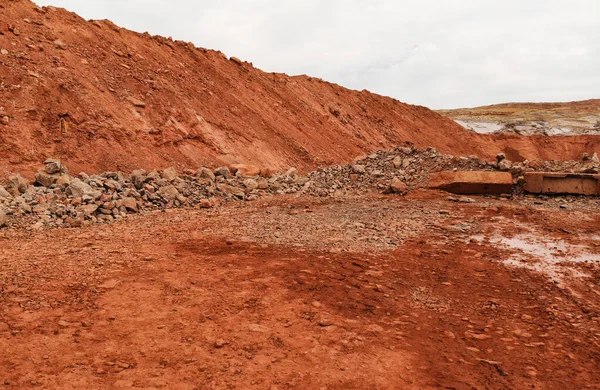 open pit for mining bauxite or ore aerial view