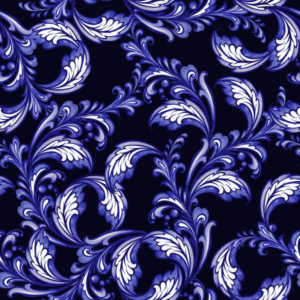 Niebieski kwiat akwarela tekstury wzór z kwiatami. — Wektor stockowy