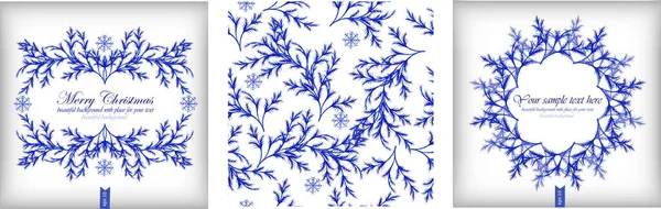 Marcos y elementos de acuarela floral azul Gráficos vectoriales
