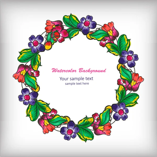 Beautiful greeting card with floral wreath — Stock Vector