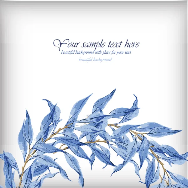 Illustration aquarelle avec feuilles bleues . — Image vectorielle