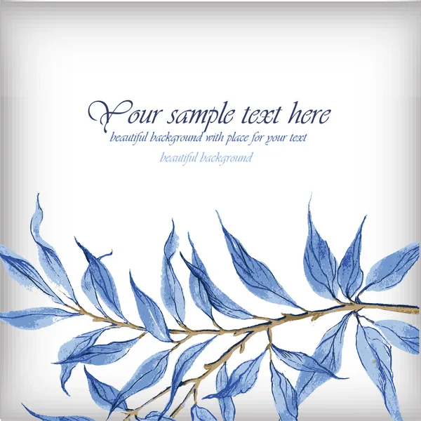 Watercolor illustration with blue leaves. — Stock Vector