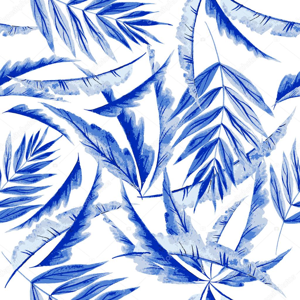 Vector watercolor blue texture pattern.