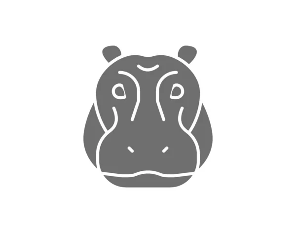 Vector hippo glyph, river-horse, hippopotamus grey icon. — Stock Vector