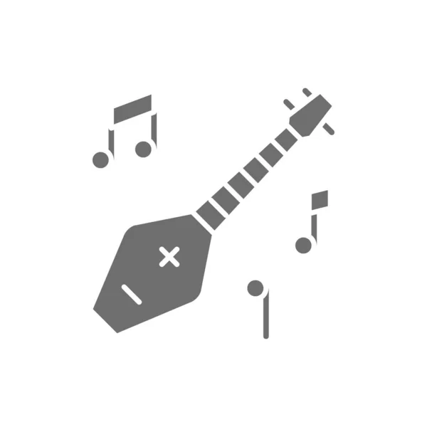 Chonguri, panduri, georgiánský hudební nástroj šedá ikona. — Stockový vektor