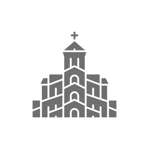 Vector georgian orthodox church, Tbilisi grey icon. — Stock Vector