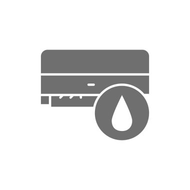 Klima yıkama, hava nemlendirme, gri simge.