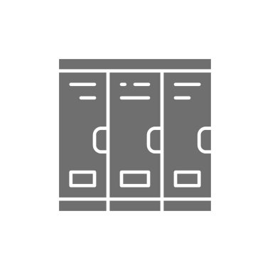 Dolaplar, okul dolapları, soyunma odası gri simgesi.