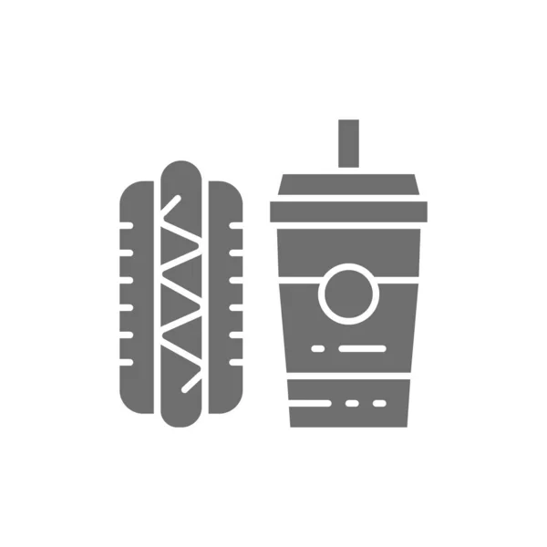 Fast food, hot dog et boisson icône grise. — Image vectorielle