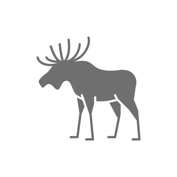 Elk, deer grey icon. Isolated on white background — Wektor stockowy