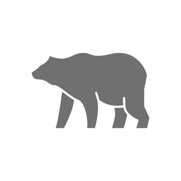 Grizzly bear grey icon. Isolated on white background — Stock Vector