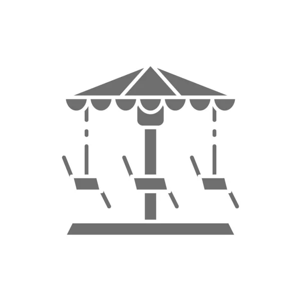 Feliz-go-round, carrusel, swing icono gris. Aislado sobre fondo blanco — Vector de stock