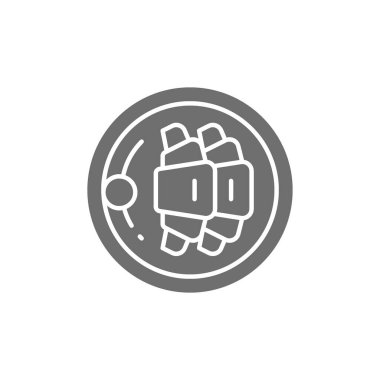 Kruvasan tabakta, Fransız kahvaltısı gri ikonu.