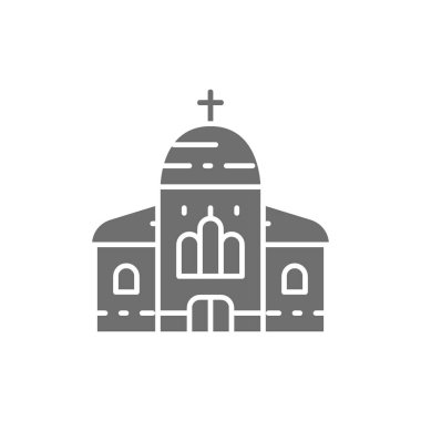 Kilise, katedral gri simgesi. Beyaz arkaplanda izole