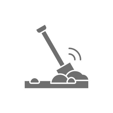 Toprakta kürek, toprak gri simge.
