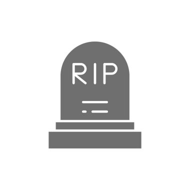 Mezar taşı, mezar taşı, mezar taşı gri ikonu. Beyaz arkaplanda izole