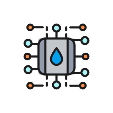 Su tedarik ve arıtma sistemi, akıllı filtre sistem şeması renk çizelgesi simgesi