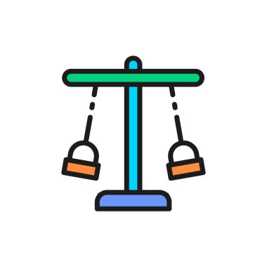 Çift salıncak, oyun alanı düz çizgi simgesi için halat atlıkarınca.