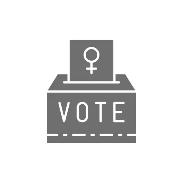 Жіночий знак на голосуванні, голосування жінок, сіра ікона фемінізму . — стоковий вектор