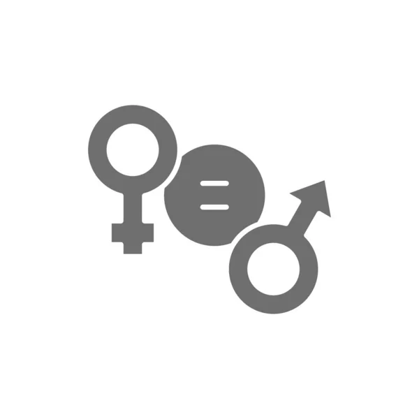 Jämställdhet, kvinnlig och manlig symbol grå ikon. — Stock vektor