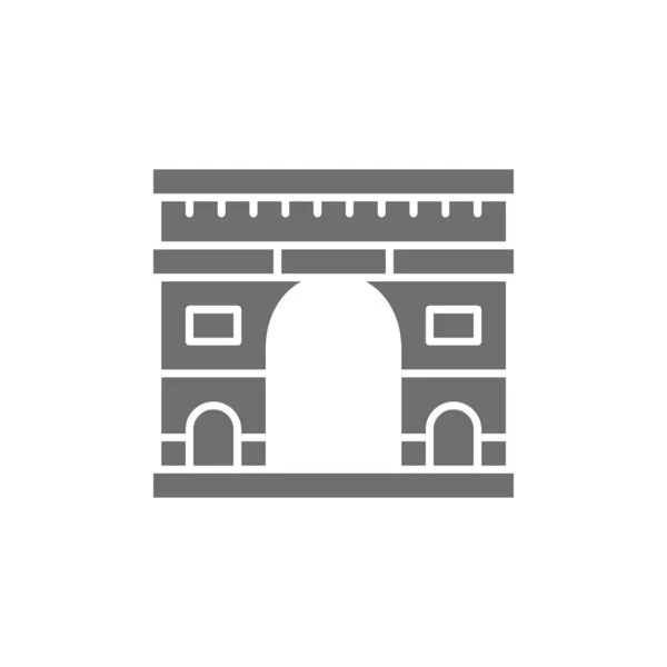 Arco di trionfo, simbolo di Parigi, Francia icona grigia. — Vettoriale Stock