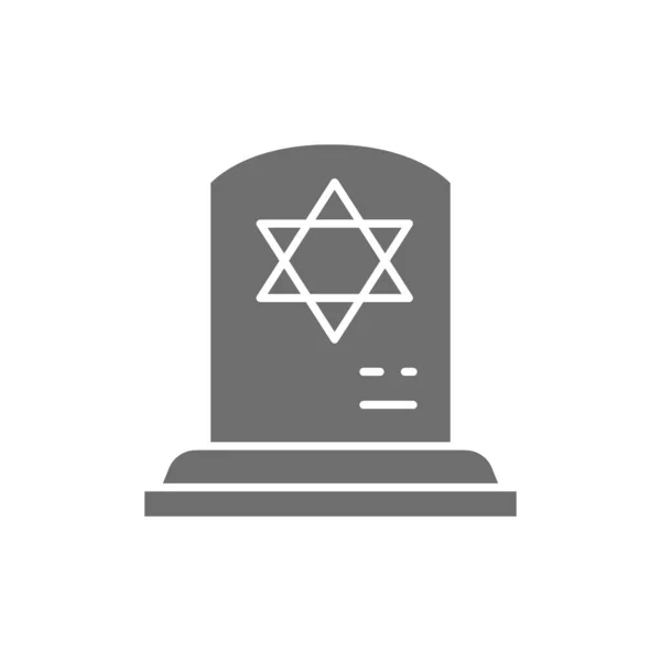 Tombstone with the star of david, gravestones, grave gray icon. — Stock Vector