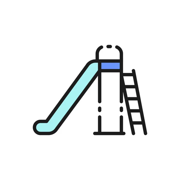 Vektor-Kinderrutsche für Spielplatz flache Farblinie Symbol. — Stockvektor
